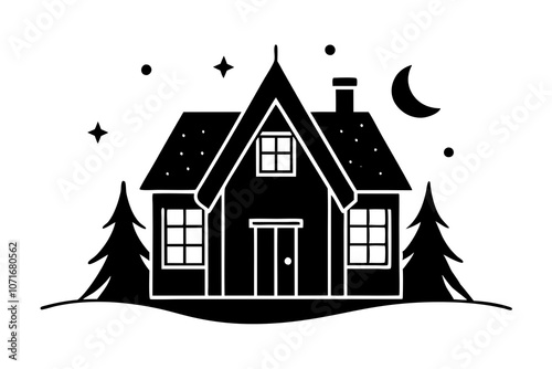 Black house silhouette vector illustration.