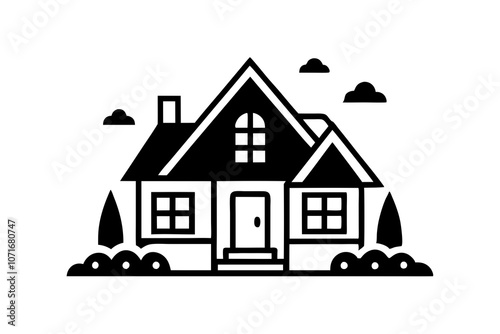 Black house silhouette vector illustration.