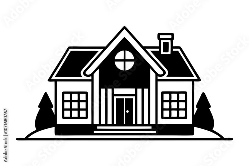 Black house silhouette vector illustration.