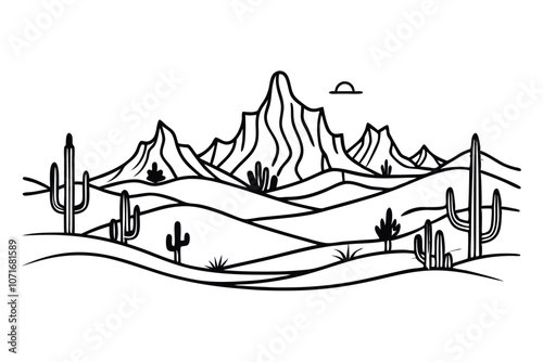 Single one line desert concept. Continuous line draw design graphic vector