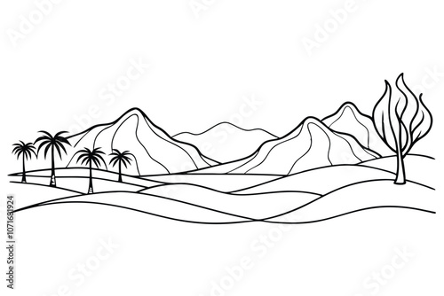 Single one line desert concept. Continuous line draw design graphic vector