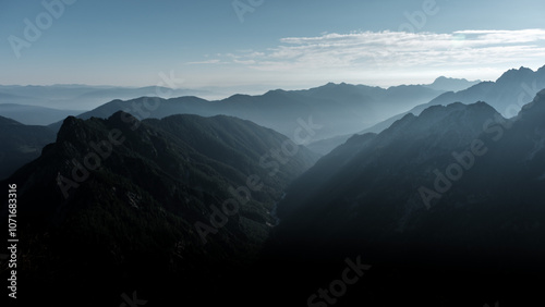 Rolling hills, Julian alps, Slovenia photo