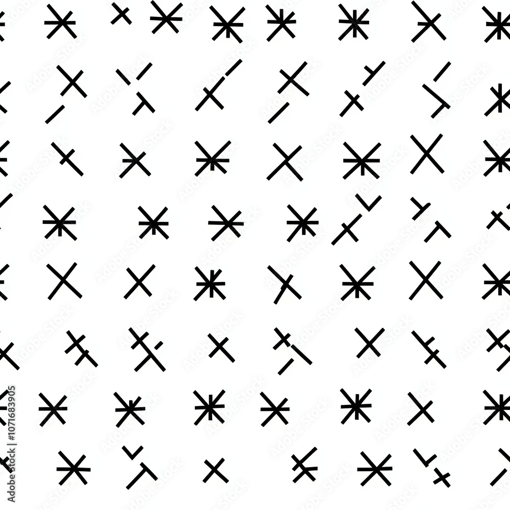 A Repeating Pattern of Abstract Black Shapes on a White Background A Repeating Pattern of Abstract Black Shapes on a White Background