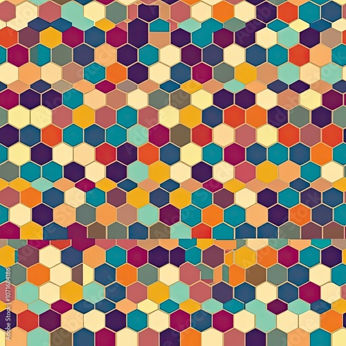 Wallpaper Mural Abstract Geometric Pattern of Multicolored Hexagons Torontodigital.ca