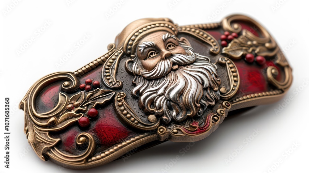 Santa belt buckle, isolated on white background. Santa belt buckle, isolated on white background.