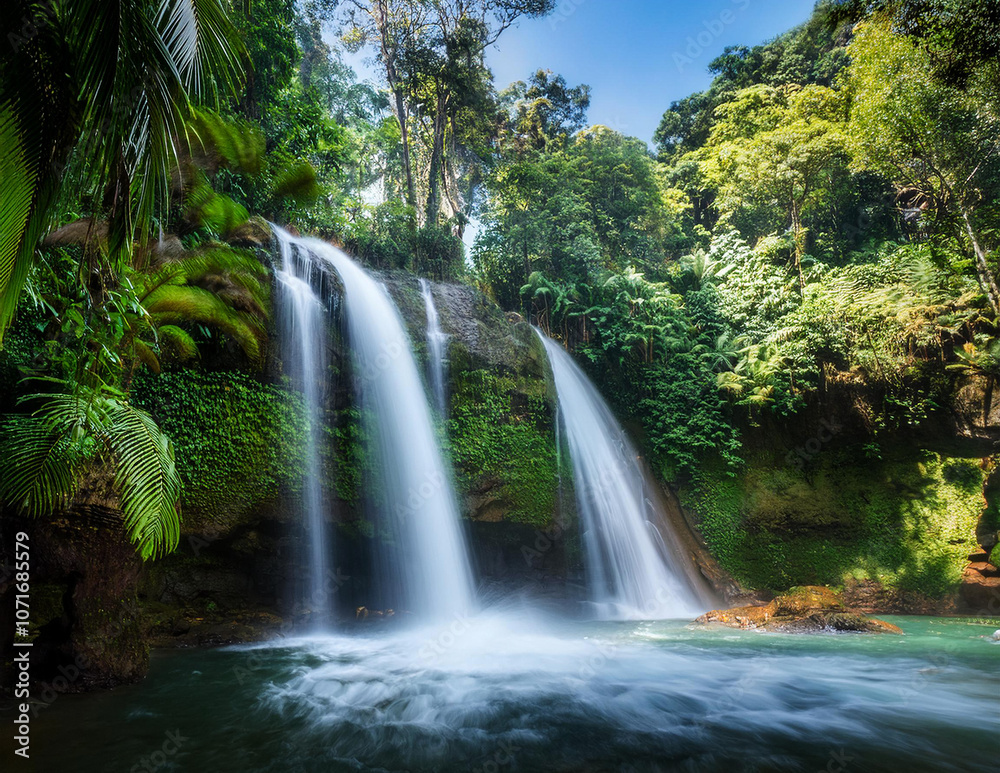 Ein Wasserfall in einem Wald