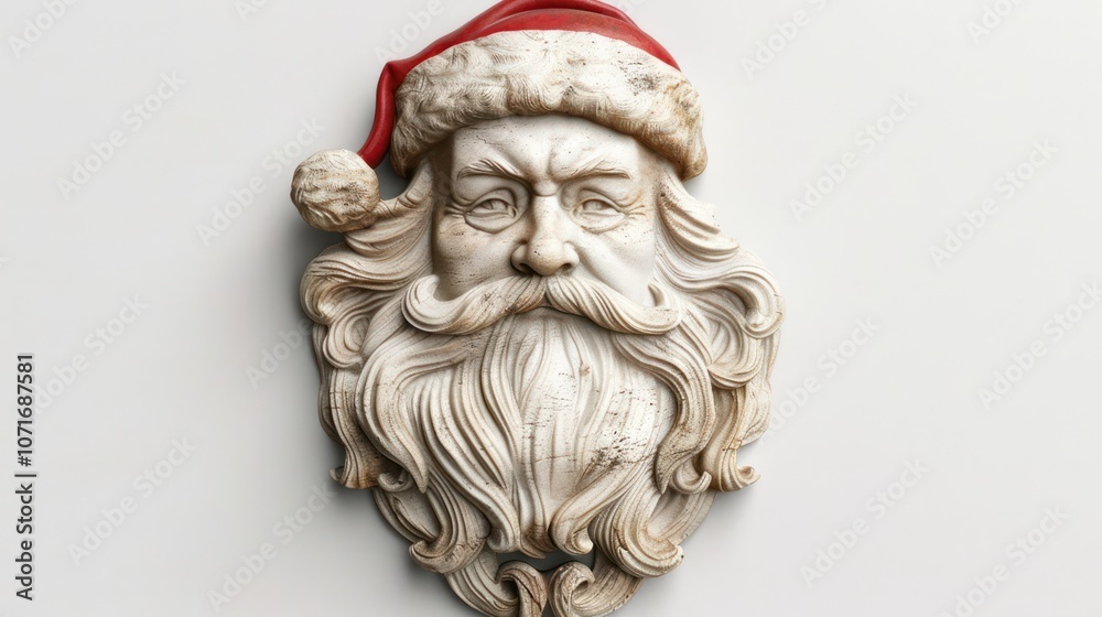 Fototapeta premium Santa Claus face ornament, isolated on white