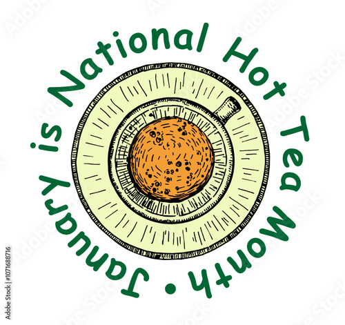 Sketch art of national hot tea month. For national hot tea Month celebrate. Line art