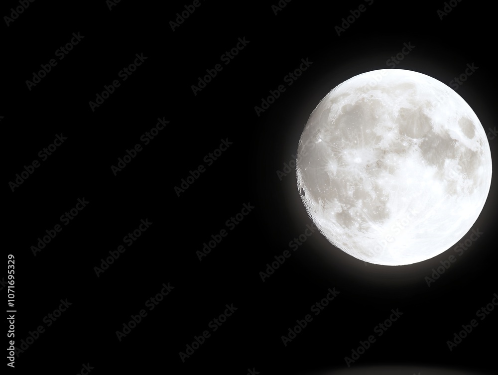 Fototapeta premium A full moon in the dark sky with a black background