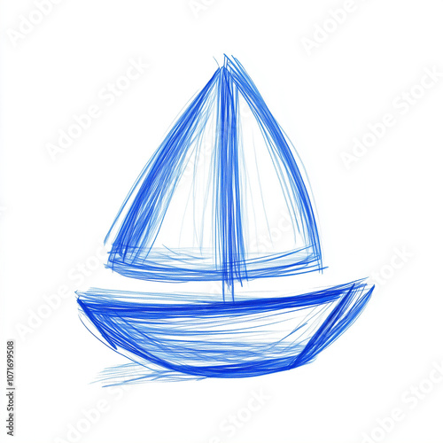 ship, Children's hand drawing with pen isolated on white background photo