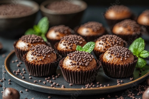 A Straight-On 0 shot of Brazilian brigadeiros photo