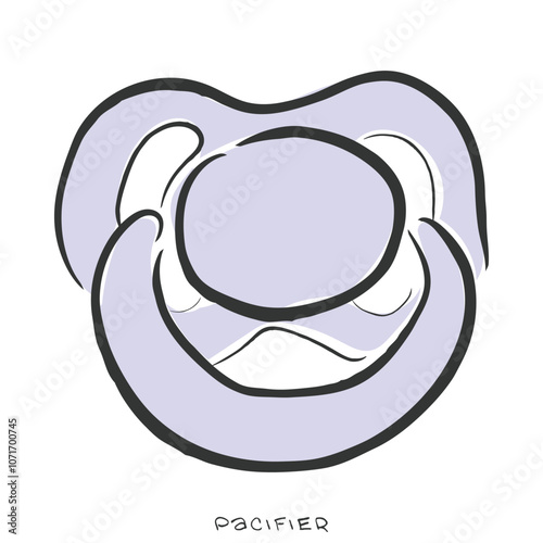 Hand drawn line art vector of Pacifier. Soother for comforting Infants.