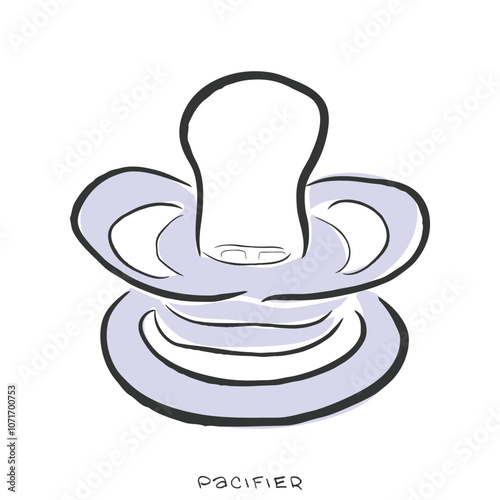 Hand drawn line art vector of Pacifier. Soother for comforting Infants.