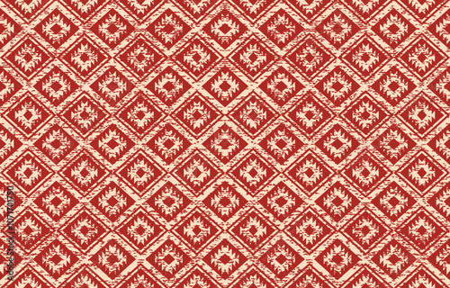 Ethnic geometric pattern with red tones, decorative for printing for background, wallpaper, carpet, floor, curtain, fabric or texture pattern in the local design.