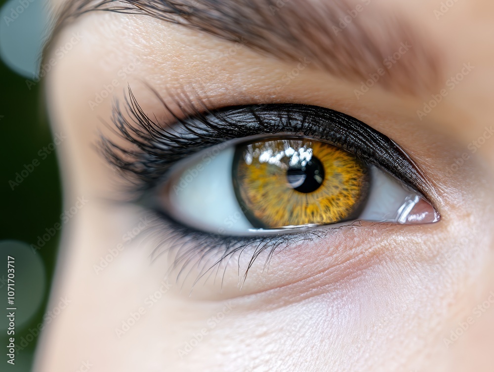 Obraz premium A close up of a woman's eye with long eyelashes