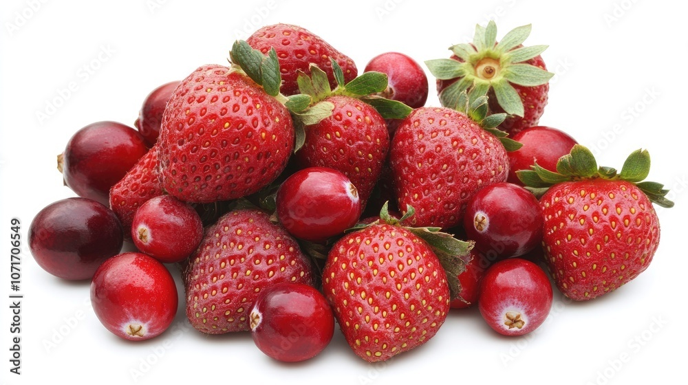Fresh Strawberries and Cranberries Piled Together Fresh Strawberries and Cranberries Piled Together