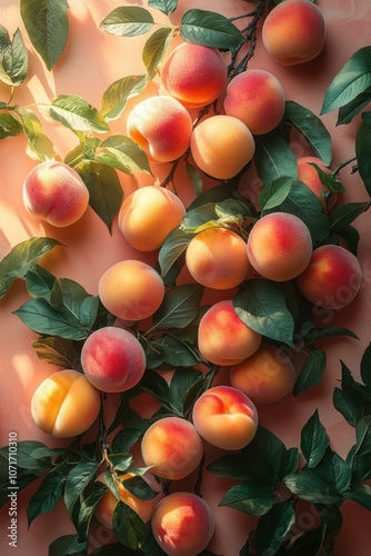 peaches in flight on a clear background creati