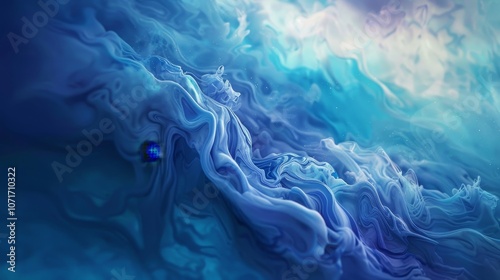 An abstract image of flowing waves in blue and white, evoking a sense of fluidity and movement in a dynamic, artistic style.