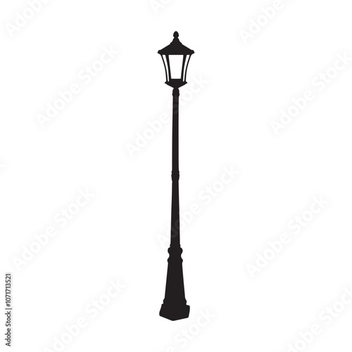 Outdoor Lamp Post Silhouette Vector Illustration