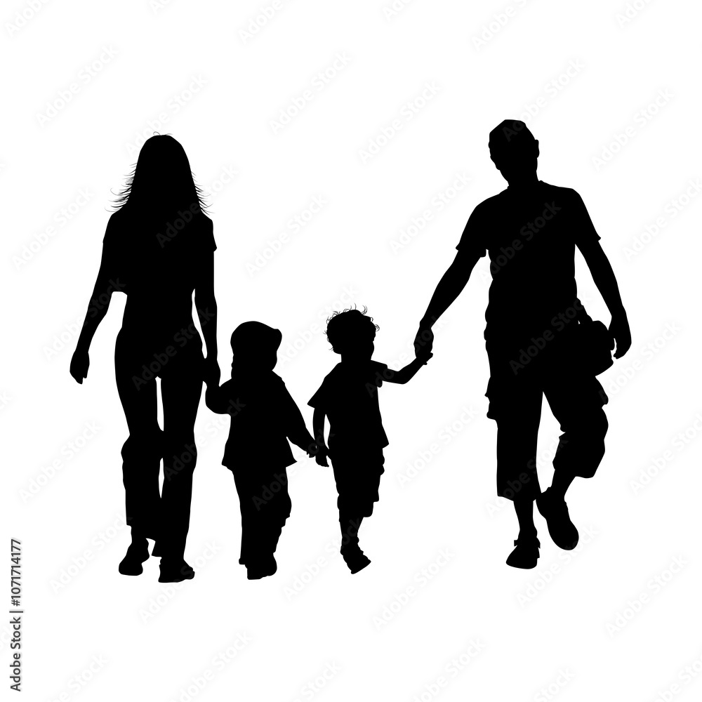 parent and children silhouettes