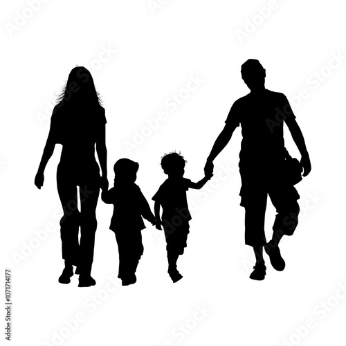 Obraz na płótnie parent and children silhouettes w salonie