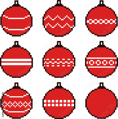 set of toys for the Christmas tree. pixel art