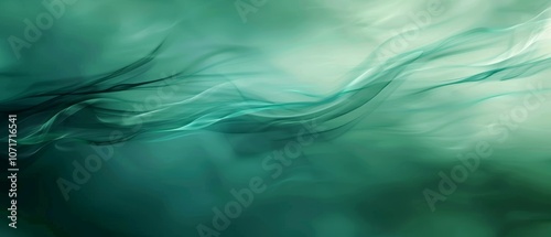 This abstract composition features swirls of green, creating an ethereal and mysterious atmosphere with depth and intrigue.