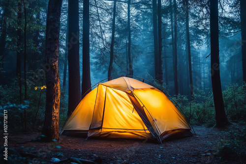 camping in the forest