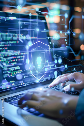 Blue digital background with binary code