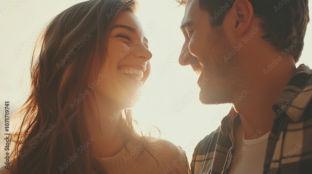 Joyful Moments Between Two People in Twilight Glow Joyful Moments Between Two People in Twilight Glow