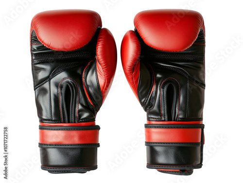 a pair of red and black boxing gloves photo