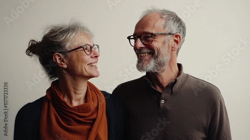 Wallpaper Mural Happy Couple with Grey Hair and Glasses in Studio Setting Torontodigital.ca