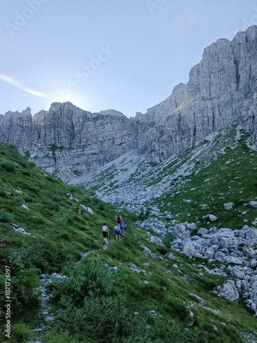 the path that crosses the valley used by climbers photo