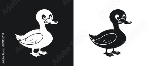 Sad OR Crying Duck silhouette and icon vector illustration