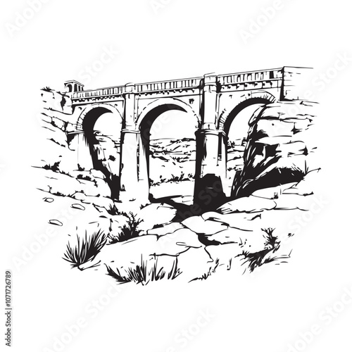 Pont Du Gard Stock Image vector isolated on white background