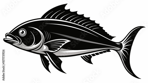 Mahi-mahi vector silhouette black on white background