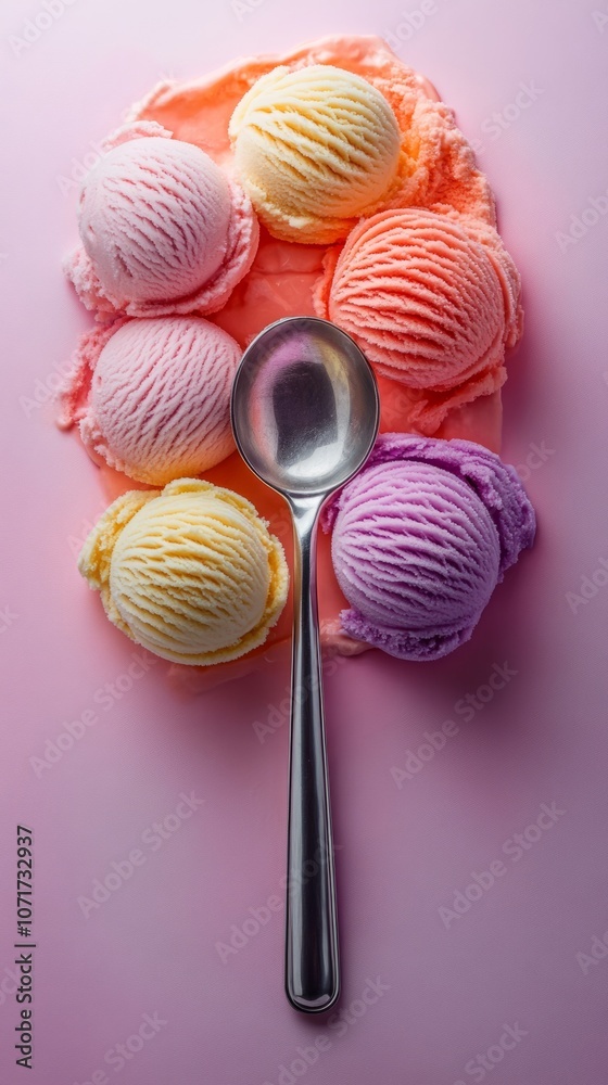 A spoon is on top of a pile of ice cream A spoon is on top of a pile of ice cream