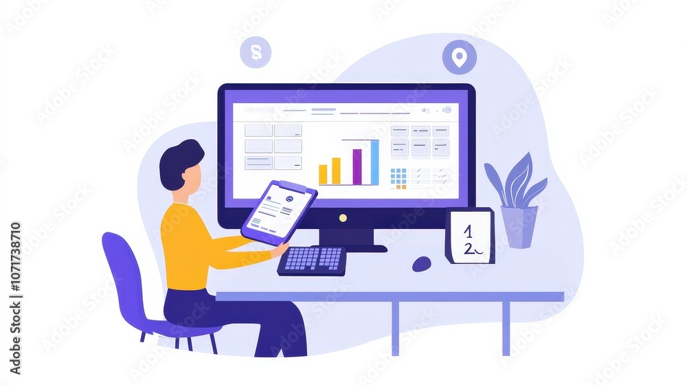 A person calculating their taxes using an online tool, carefully entering financial information to estimate their tax return. A person calculating their taxes using an online tool, carefully entering financial information to estimate their tax return.