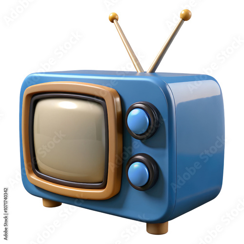 3D Classic Television Isolated on White or Transparent Background, Retro TV Design photo