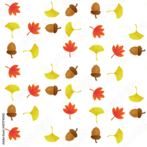 Autumn-like patterns (ginkgo leaves, maple leaves, acorns)/가을느낌 패턴(은행잎, 단풍잎, 도토리)