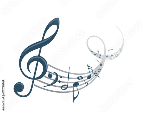 The symbol of a stylized musical notes.
