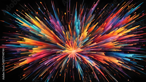 Color burst explosive bursts of color in an abstract design reminiscent of fireworks, Ai Generated