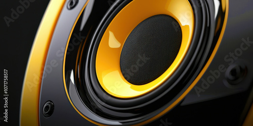 A yellow speaker with black accents