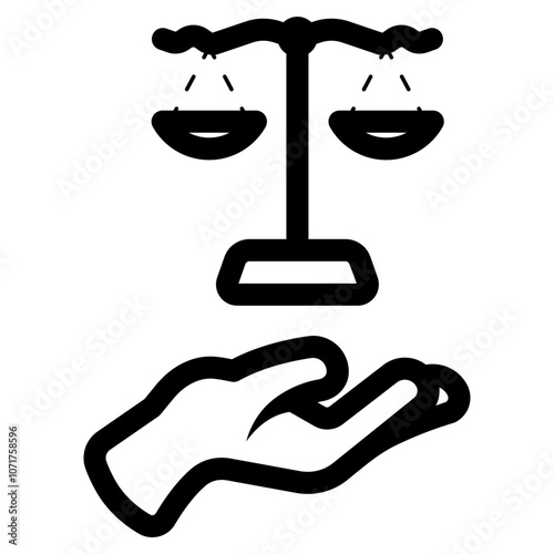 hands holding justice scale icon