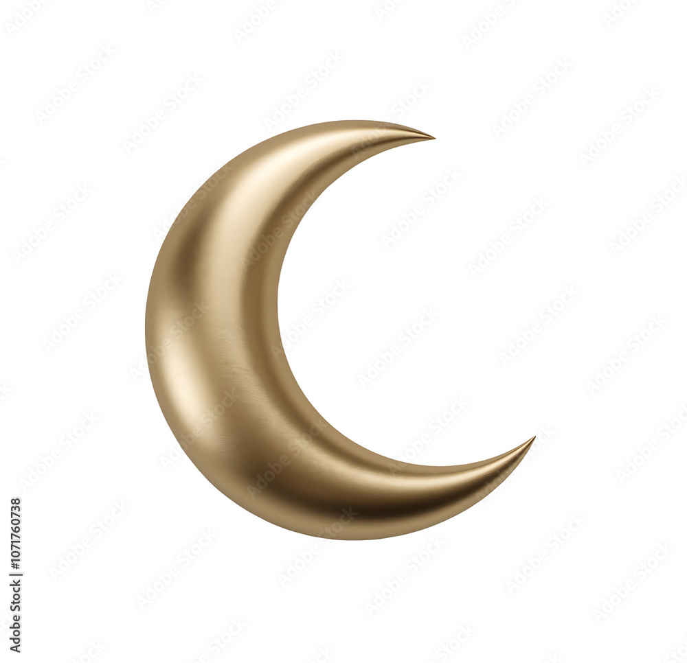 3d render of symbol of the golden crescent moon icon on transparent background 3d render of symbol of the golden crescent moon icon on transparent background