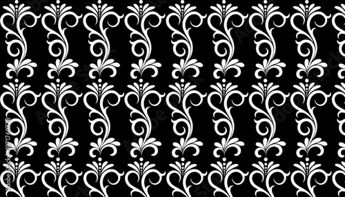 Abstract Black Line Art Pattern on a black blacground  photo