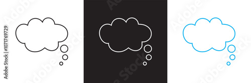 Think bubble isolated. Trendy think bubble in flat style. Modern template for social network and label. Creative thought balloon. Cloud line art, Dream cloud vector. Vector illustration. EPS 10