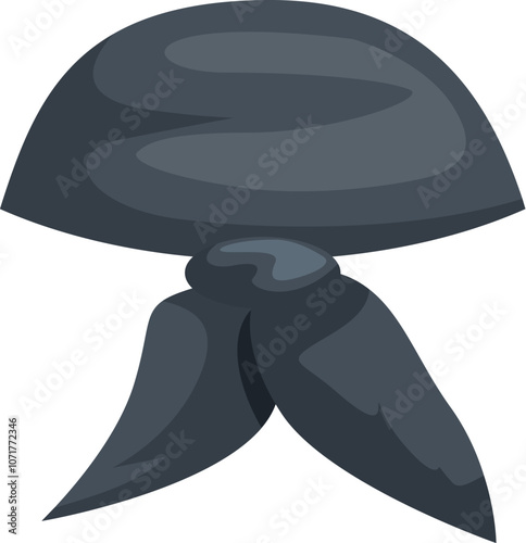 Simple dark gray bandana tied and hanging, isolated on a white background