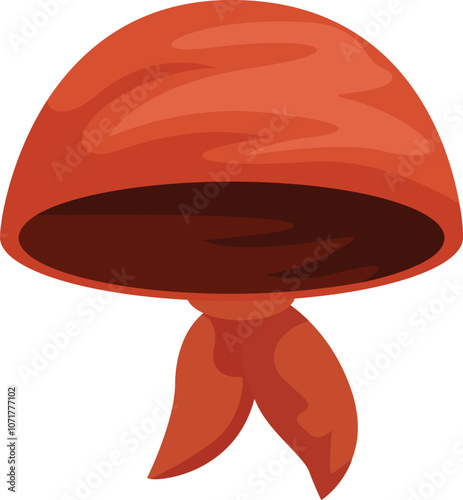 Classic red bonnet featuring a tied ribbon, representing traditional women's fashion