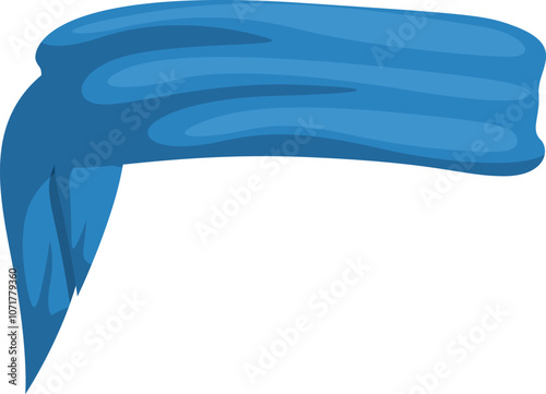 Waving blue cloth banner creating a dynamic and flowing shape